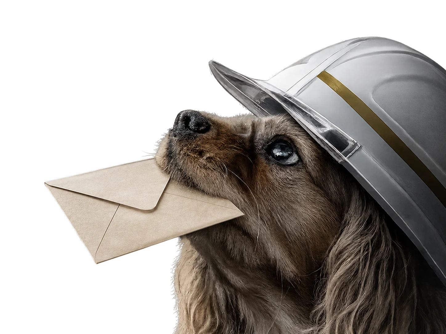 封筒をくわえた犬のイメージ